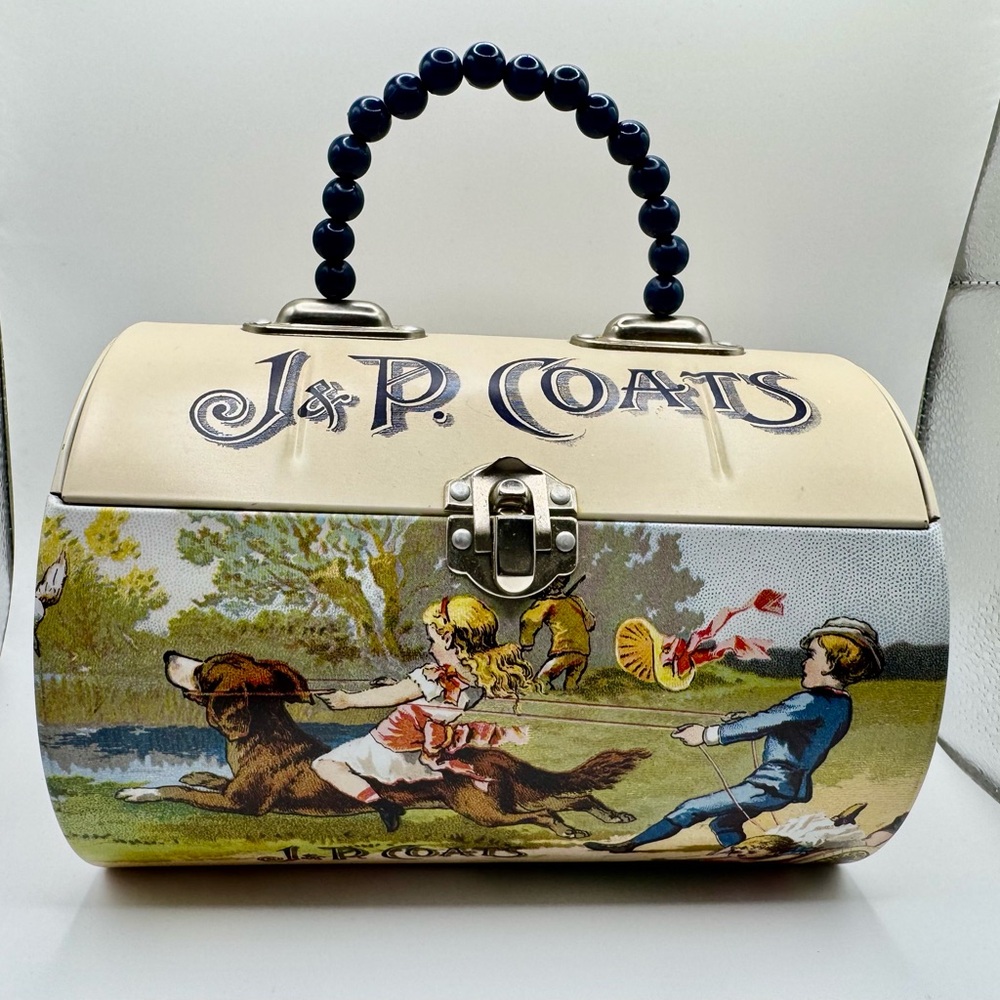 Vintage Style J&P Coats Tin Sewing Thread Purse